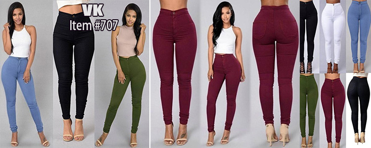 707Creazy Women Denim Jeans New Fashion Multi Colors Girl Casual Jeans Pants