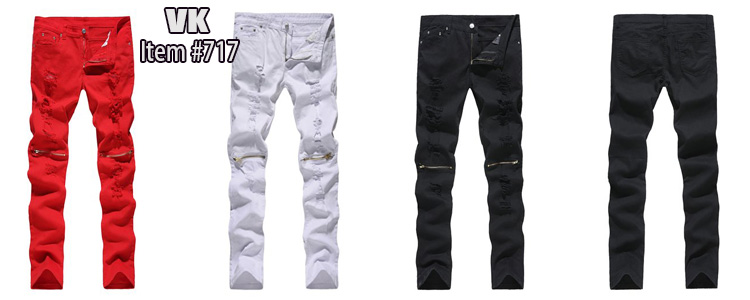 717NITAGUT Men's Skinny Ripped Destroyed Slim Straight Fit Zipper Jeans With Holes