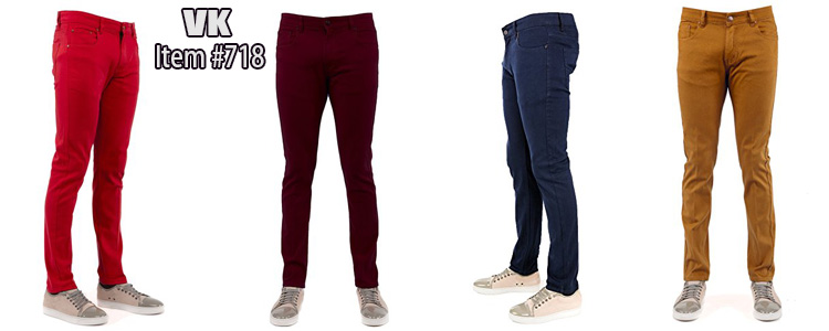 718Perruzo Men's Skinny Fit Color Jeans