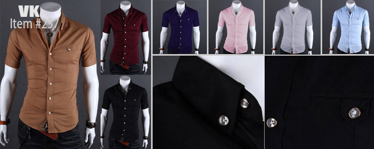 Stylish Slim Fit Short Sleeve Casual Dress Shirt